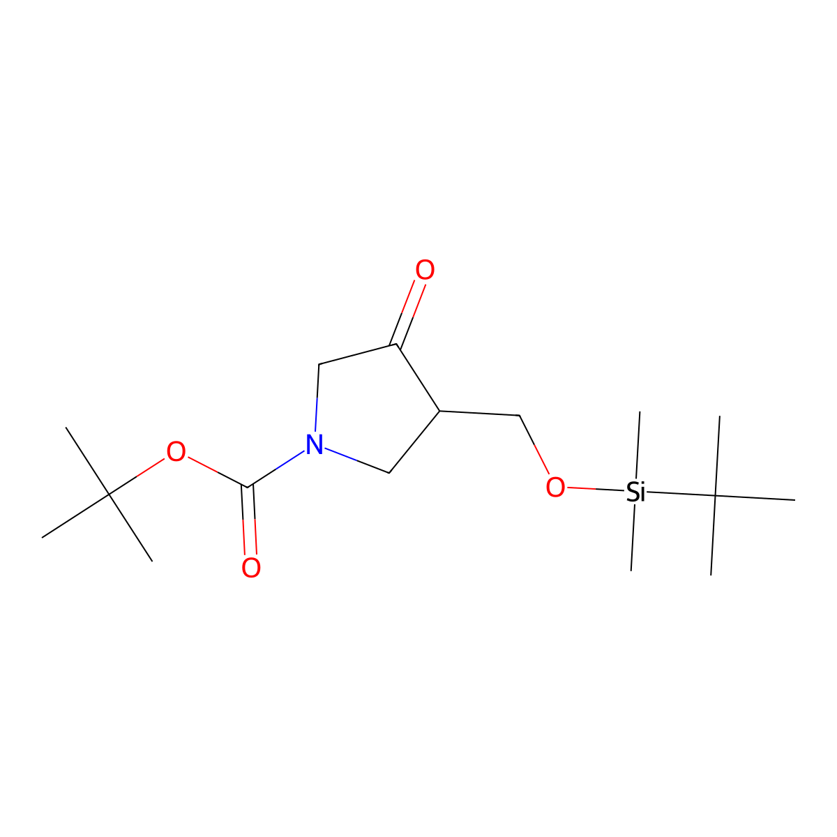 Tert-butyl 3-{[(tert-butyldimethylsilyl)oxy]methyl}-4-oxopyrrolidine-1-carboxylate molecular structure, CAS 2206814-37-9