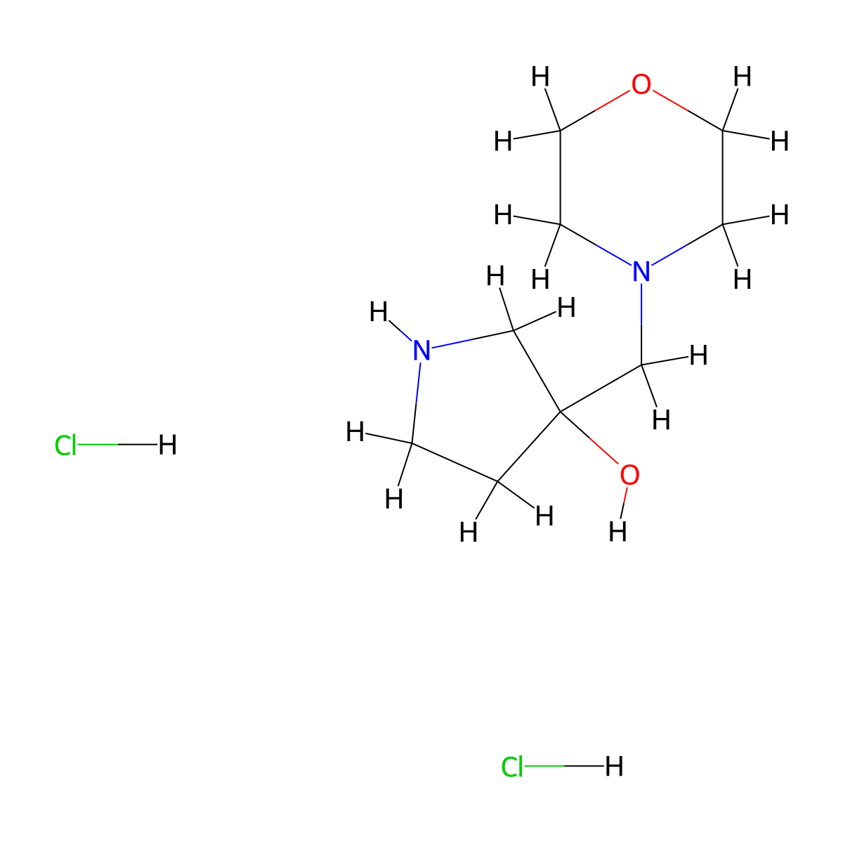 3-(Morpholinomethyl)pyrrolidin-3-ol dihydrochloride molecular structure, CAS 2206823-68-7