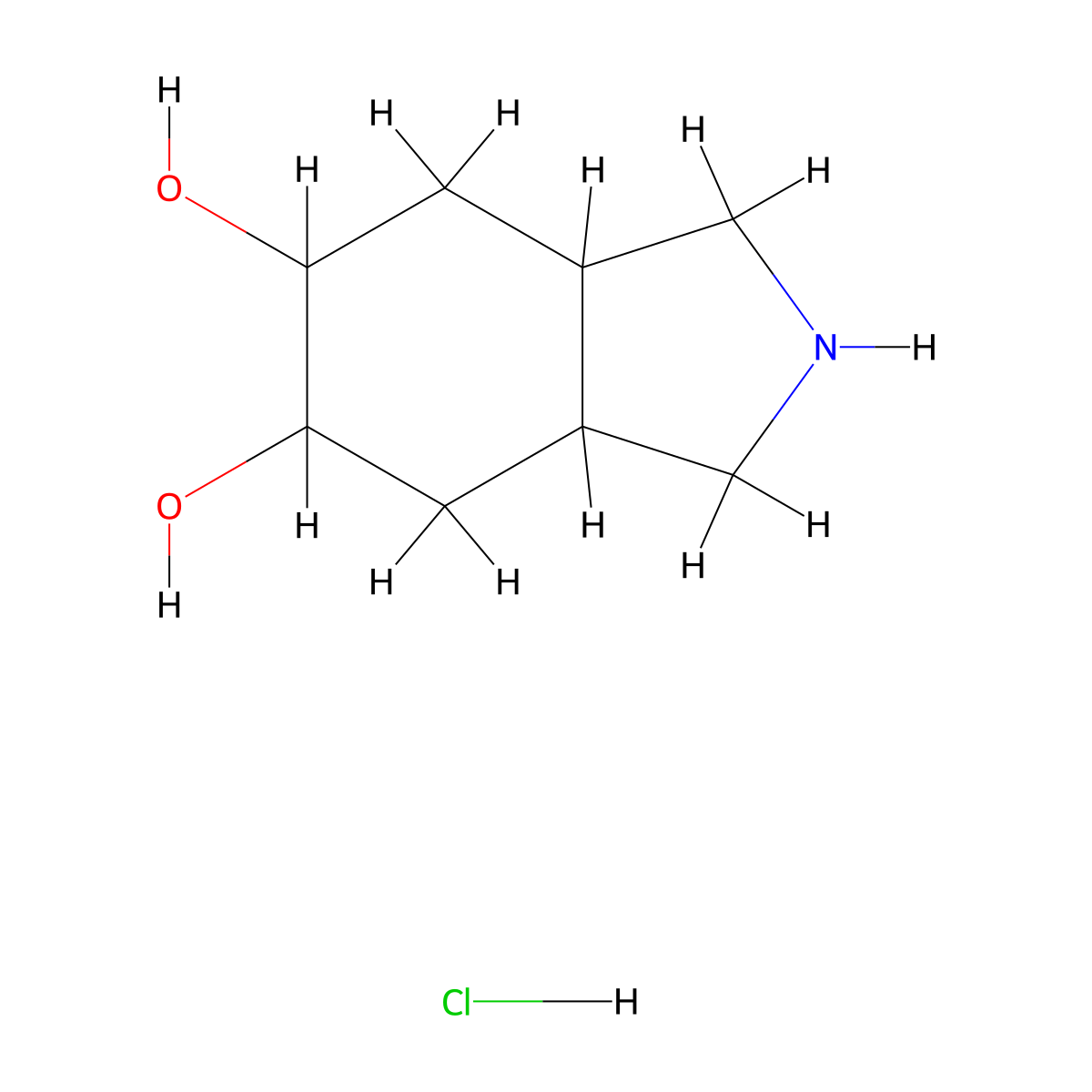 Octahydro-1H-isoindole-5,6-diol hydrochloride molecular structure, CAS 2206824-09-9