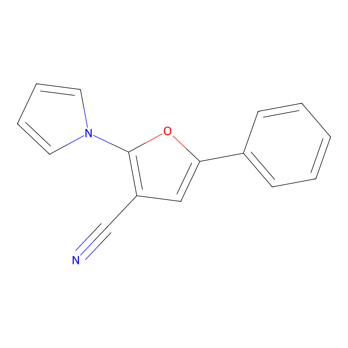 5-Phenyl-2-(1H-pyrrol-1-yl)-3-furonitrile molecular structure, CAS 220696-22-0