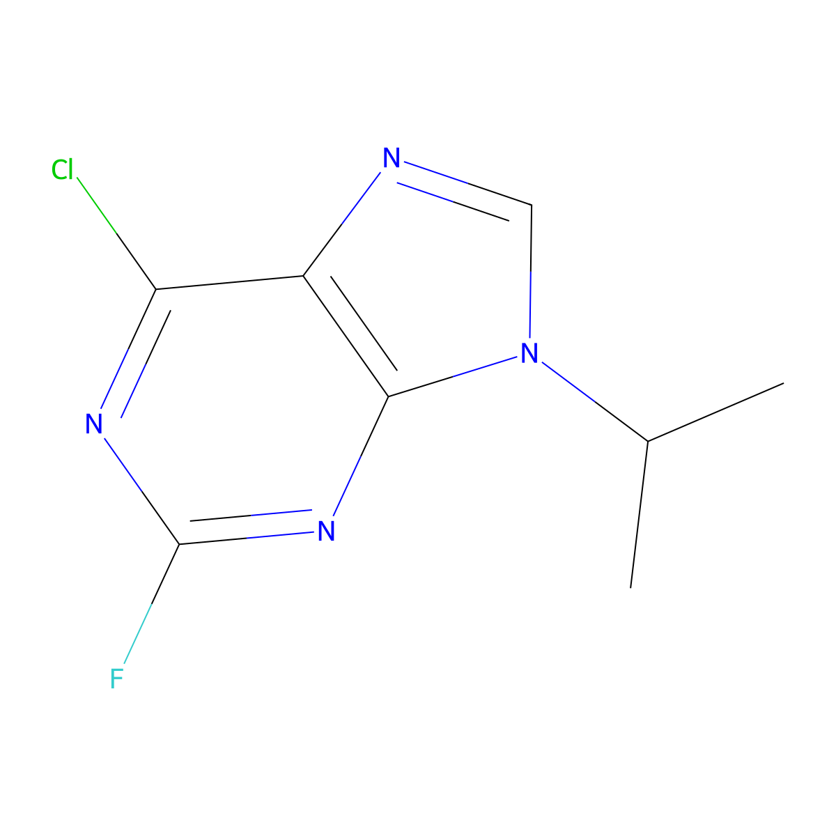 6-Chloro-2-fluoro-9-isopropyl-9H-purine molecular structure, CAS 220696-58-2