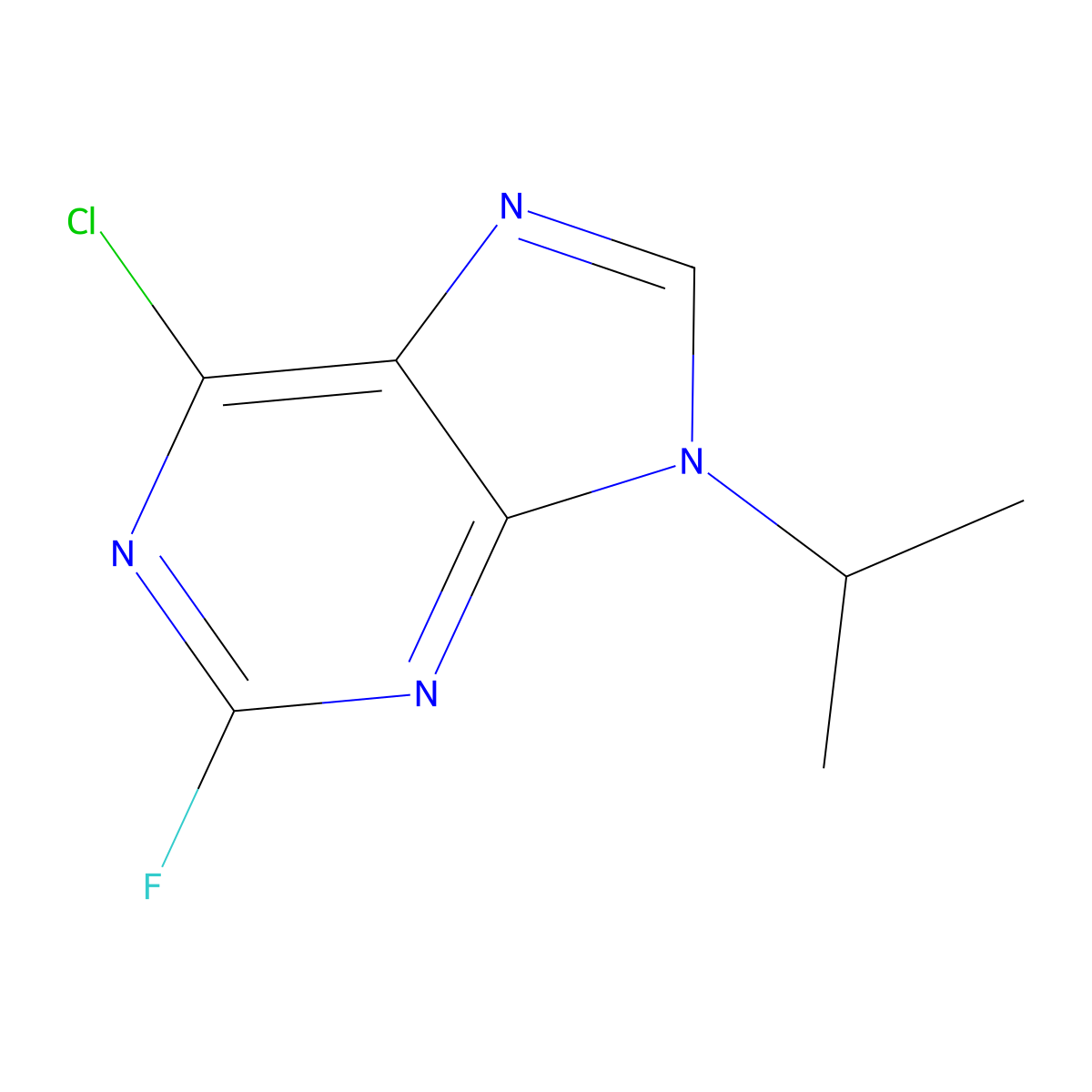 6-Chloro-2-fluoro-9-isopropyl-9H-purine molecular structure, CAS 220696-58-2