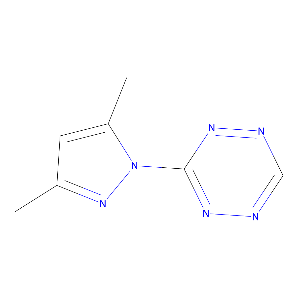 3-(3,5-Dimethyl-1H-pyrazol-1-yl)-1,2,4,5-tetrazine molecular structure, CAS 220696-95-7