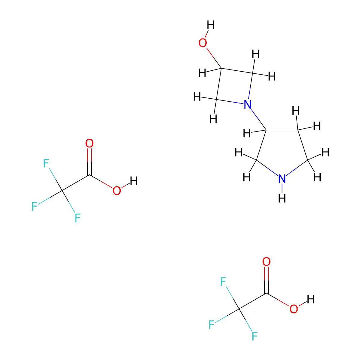 1-(Pyrrolidin-3-yl)azetidin-3-ol; bis(trifluoroacetic acid) molecular structure, CAS 2206969-42-6