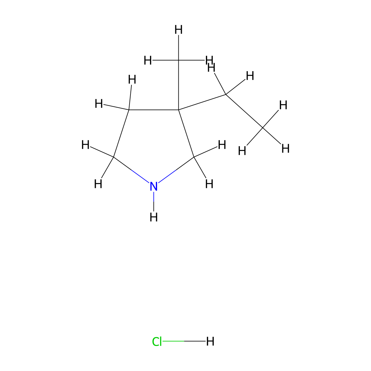3-Ethyl-3-methylpyrrolidine hydrochloride molecular structure, CAS 2206969-73-3