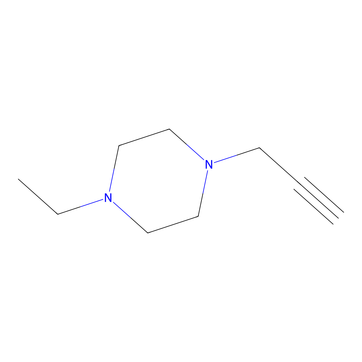 1-Ethyl-4-(prop-2-ynyl)piperazine molecular structure, CAS 220699-95-6