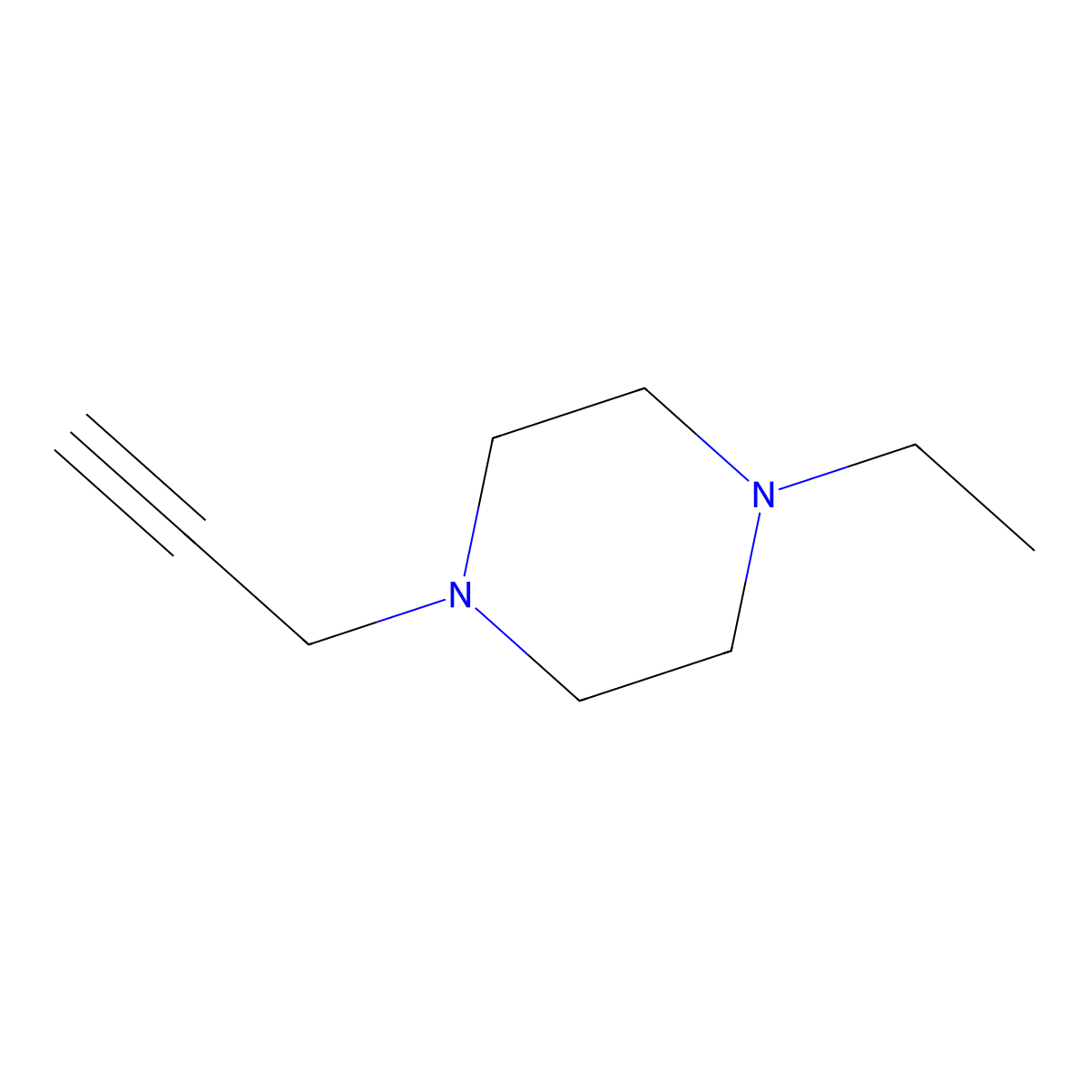 1-Ethyl-4-(prop-2-ynyl)piperazine molecular structure, CAS 220699-95-6