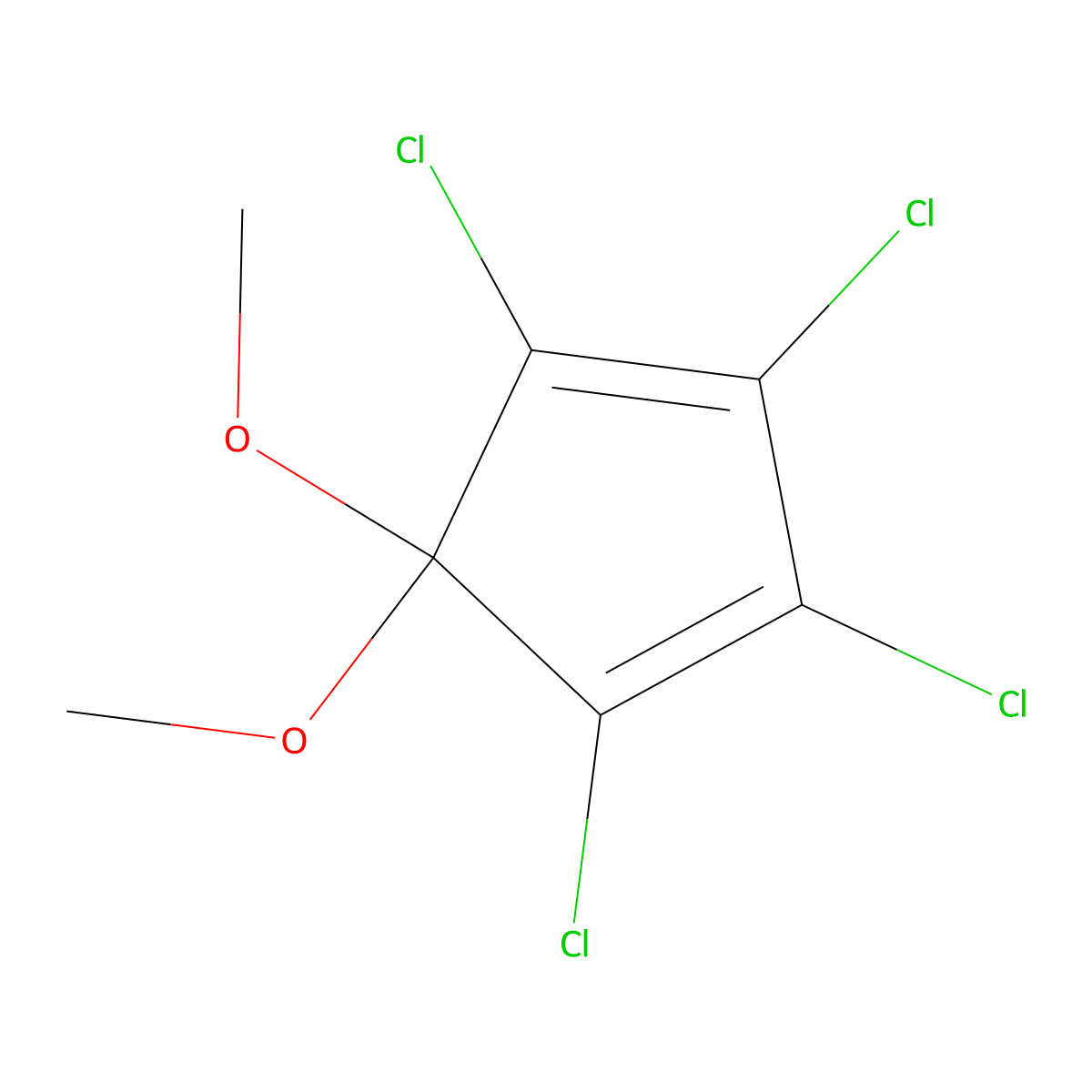 1,2,3,4-Tetrachloro-5,5-dimethoxycyclopenta-1,3-diene molecular structure, CAS 2207-27-4