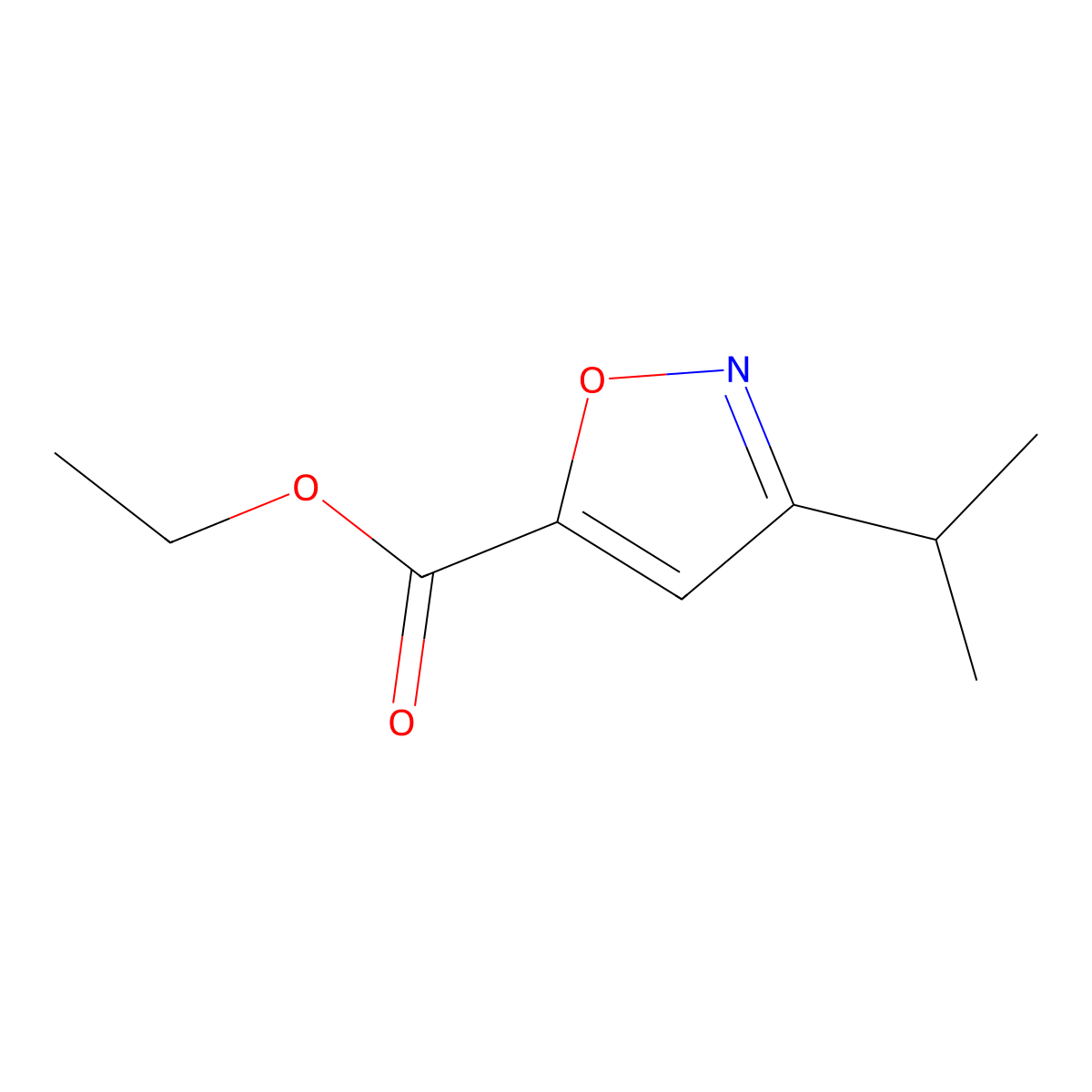 Ethyl 3-(1-methylethyl)-5-isoxazolecarboxylate molecular structure, CAS 2207-47-8