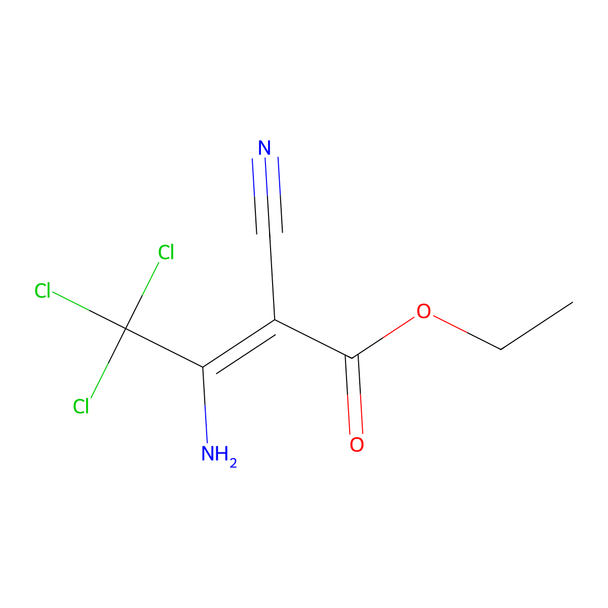 3-Amino-4,4,4-trichloro-2-cyano-but-2-enoic acid ethyl ester molecular structure, CAS 22071-00-7