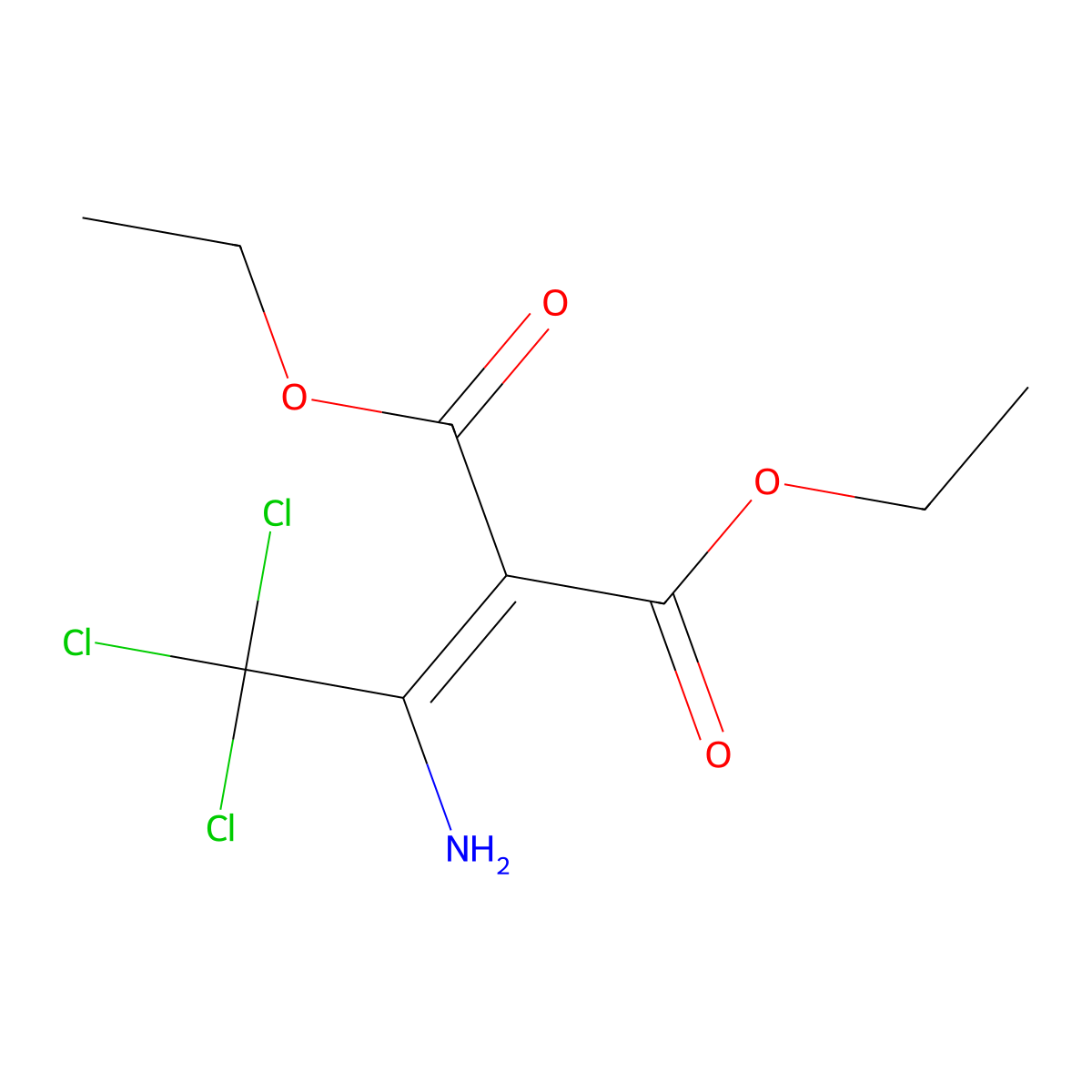 Diethyl 2-(1-amino-2,2,2-trichloroethylidene)malonate molecular structure, CAS 22071-11-0