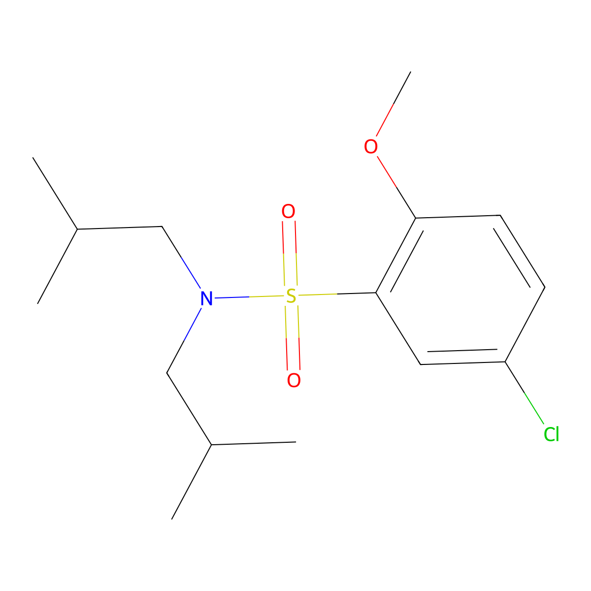 5-chloro-2-methoxy-N,N-bis(2-methylpropyl)benzenesulfonamide molecular structure, CAS 2207546-05-0