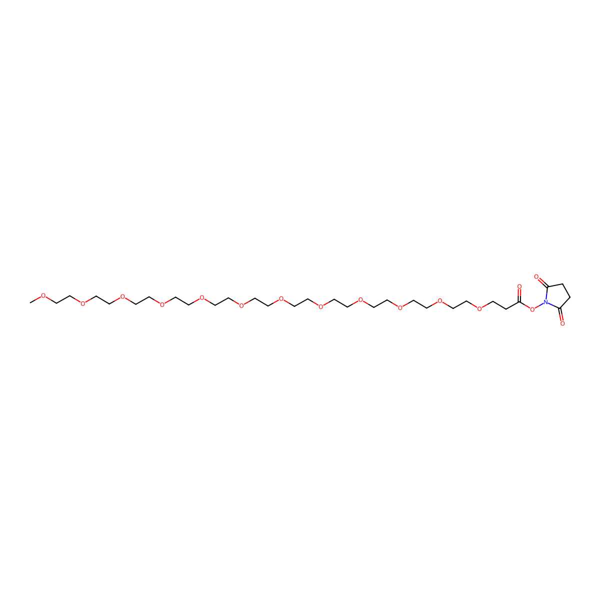 2,5,8,11,14,17,20,23,26,29,32,35-Dodecaoxaoctatriacontan-38-oic acid succinimidyl ester molecular structure, CAS 2207596-93-6