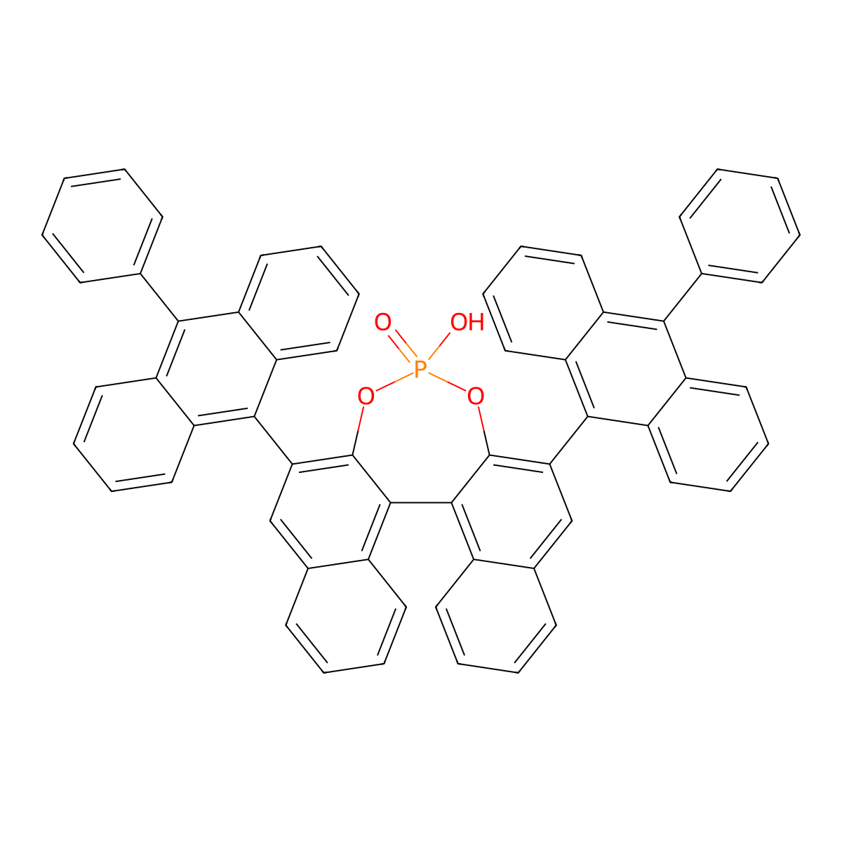 (S)-3,3'-Bis(10-phenyl-9-anthracenyl)-1,1'-binaphthyl-2,2'-diyl Hydrogenphosphate molecular structure, CAS 2207600-84-6