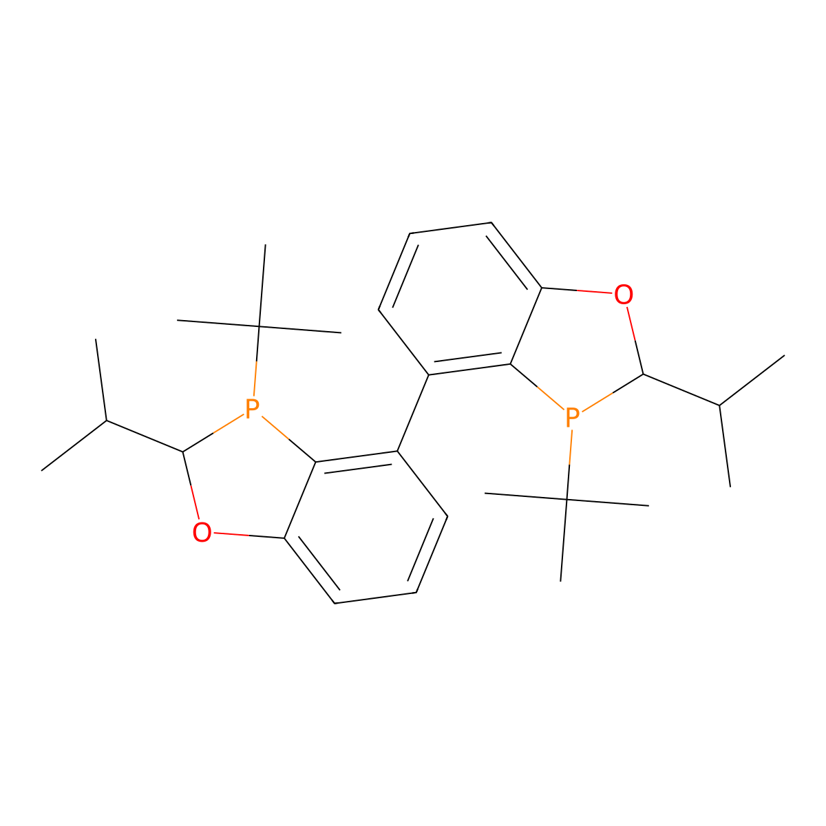 (2S,2'S,3S,3'S)-3,3'-di-tert-butyl-2,2'-diisopropyl-2,2',3,3'-tetrahydro-4,4'-bibenzo[d][1,3]oxaphosphole molecular structure, CAS 2207601-12-3