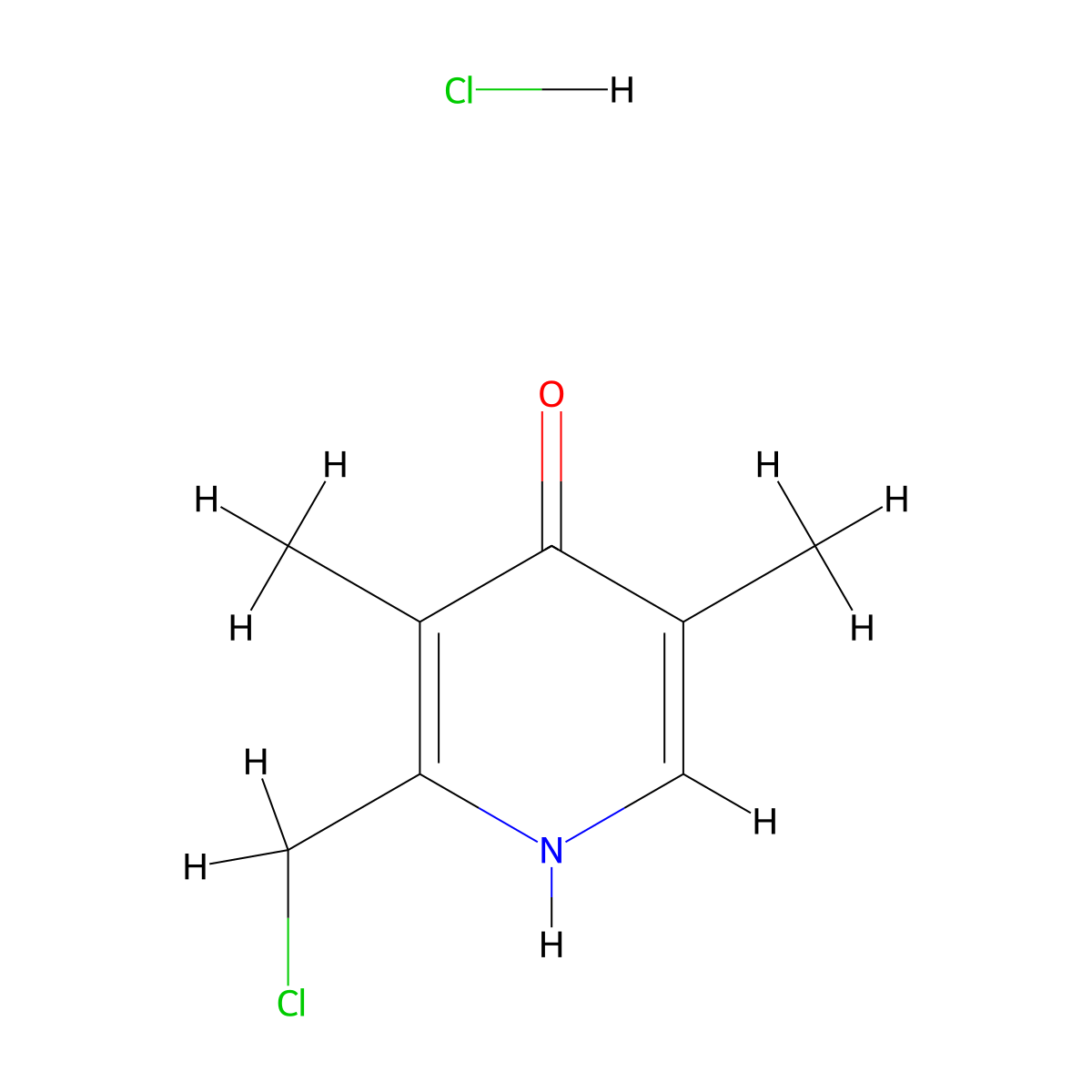 2-(chloromethyl)-3,5-dimethylpyridin-4(1H)-one hydrochloride molecular structure, CAS 220770-99-0