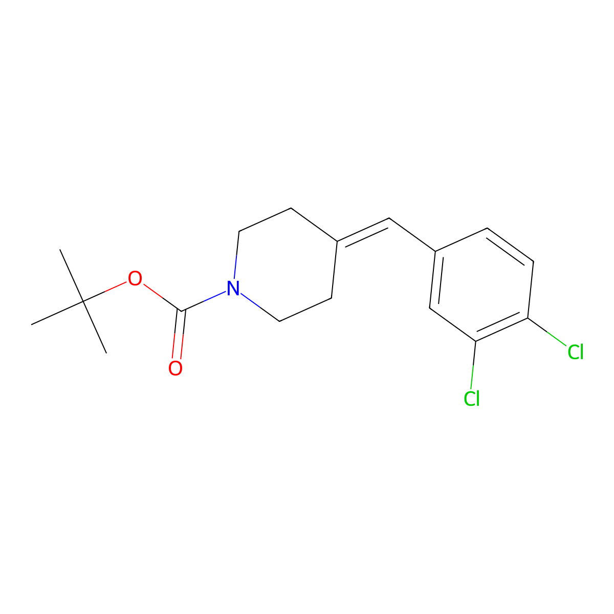 Tert-butyl 4-(3,4-dichlorobenzylidene)piperidine-1-carboxylate molecular structure, CAS 220772-30-5