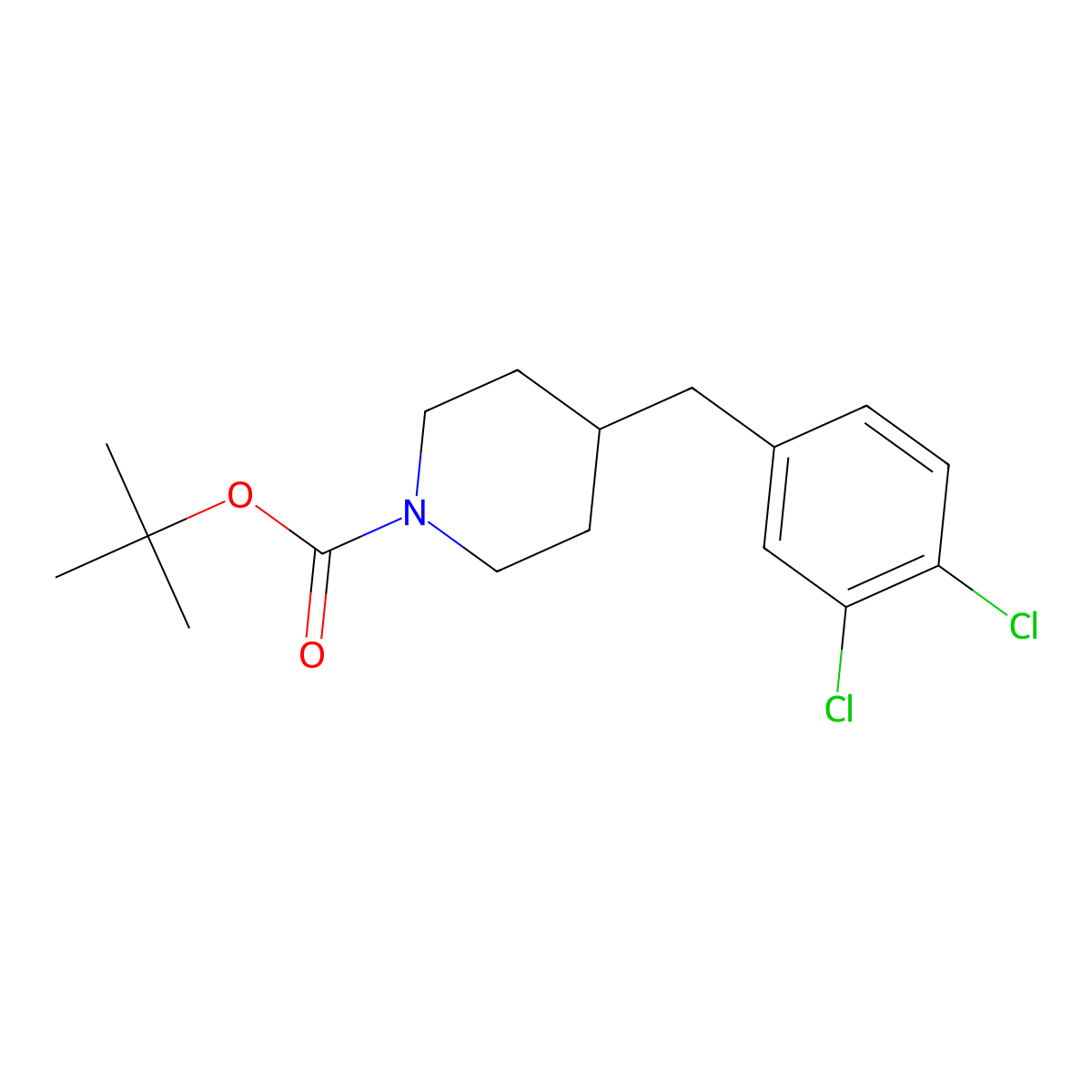 1-(Tert-butoxycarbonyl)-4-(3,4-dichlorobenzyl)piperidine molecular structure, CAS 220772-31-6