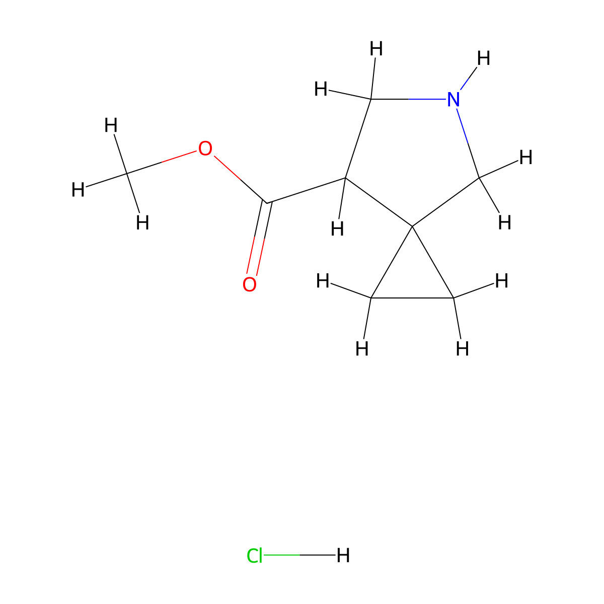 Methyl 5-azaspiro[2.4]heptane-7-carboxylate hydrochloride molecular structure, CAS 2207870-15-1