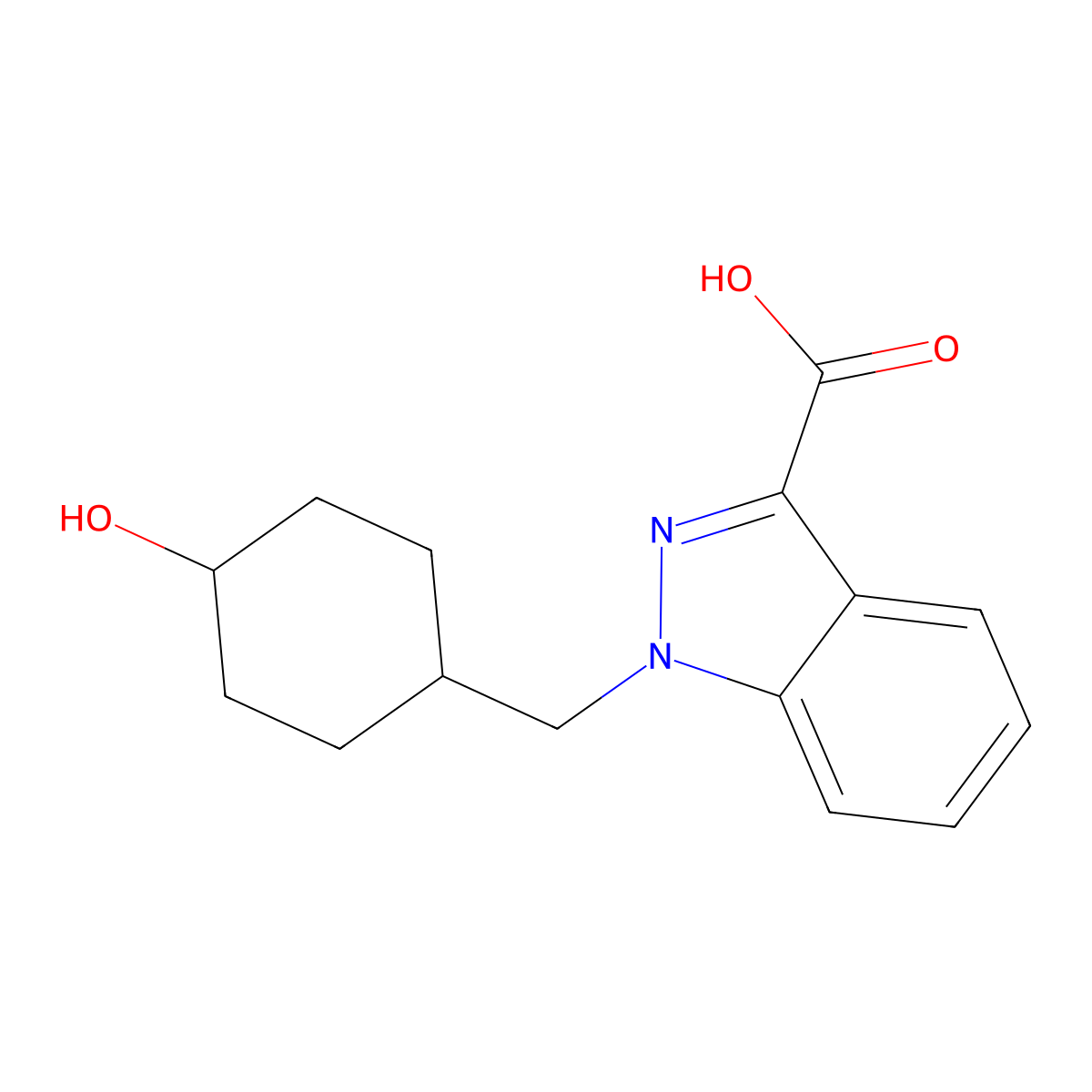 1-((4-Hydroxycyclohexyl)methyl)-1H-indazole-3-carboxylic acid molecular structure, CAS 2207957-90-0