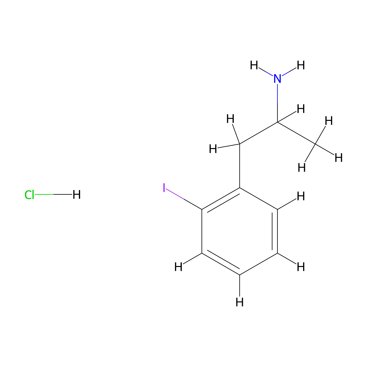 2-Iodoamphetamine (hydrochloride) molecular structure, CAS 22080-10-0