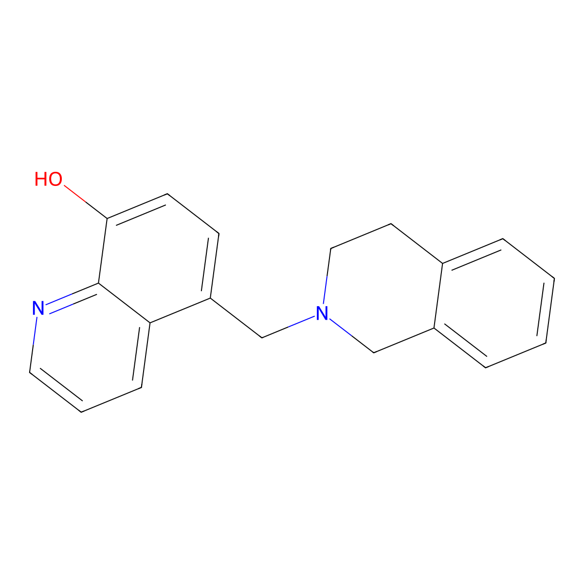 5-((1,2,3,4-Tetrahydroisoquinolin-2-yl)methyl)quinolin-8-ol molecular structure, CAS 22080-20-2