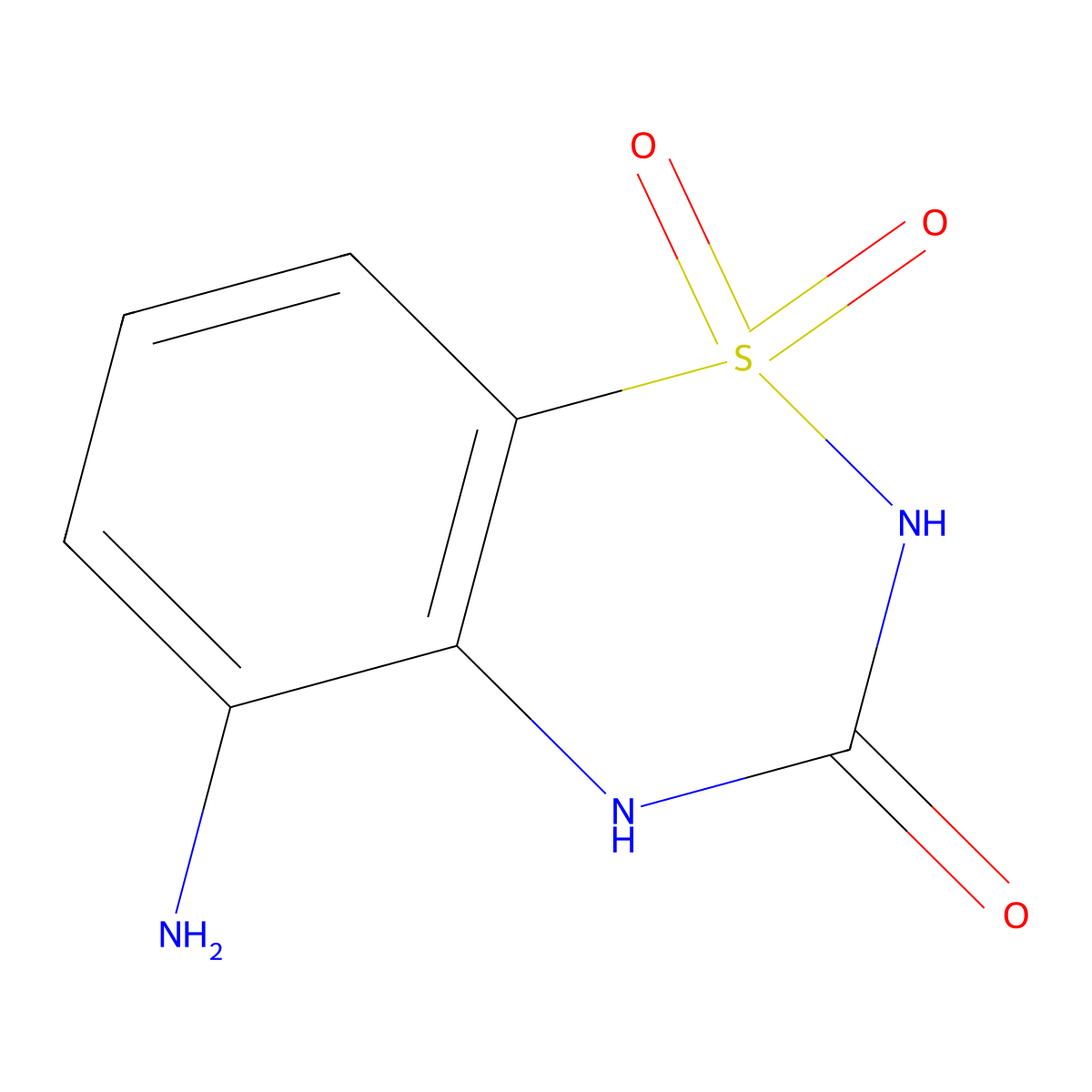 5-amino-3,4-dihydro-2H-1,2,4-benzothiadiazine-1,1,3-trione molecular structure, CAS 2208047-20-3