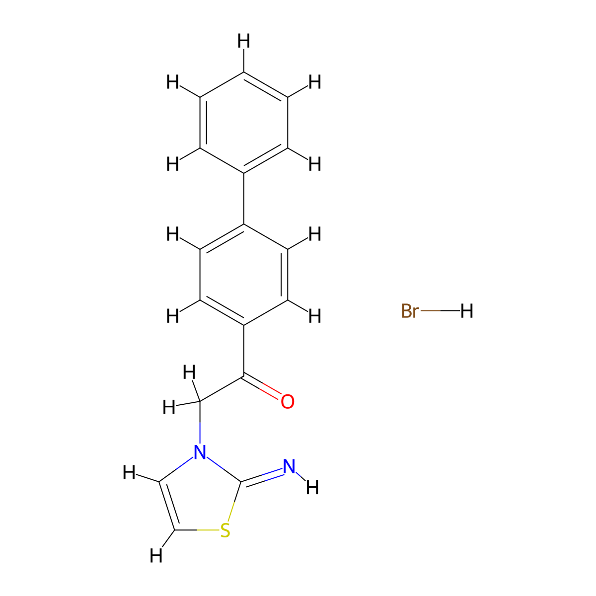 1-(4-Biphenylyl)-2-(2-imino-1,3-thiazol-3(2H)-yl)ethanone hydrobromide molecular structure, CAS 220809-88-1