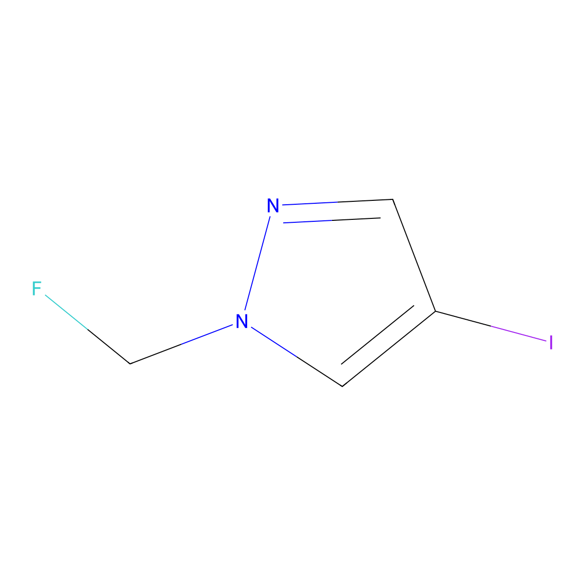 1-(fluoromethyl)-4-iodo-1H-pyrazole molecular structure, CAS 2208228-67-3