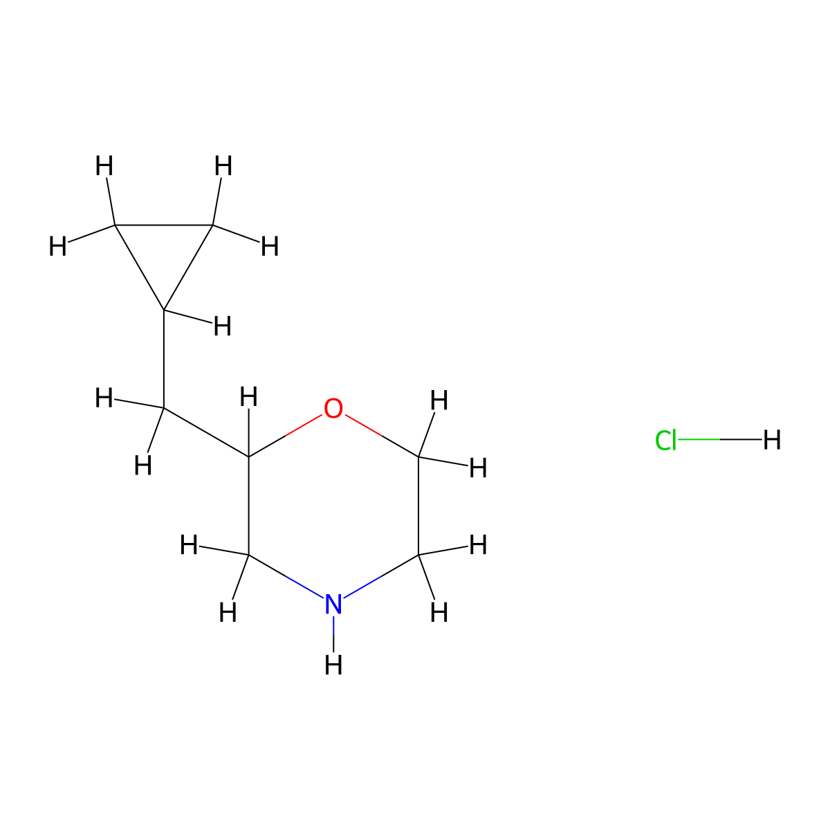 2-(Cyclopropylmethyl)morpholine hydrochloride molecular structure, CAS 2208273-00-9