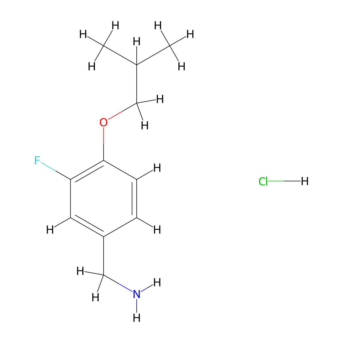 3-Fluoro-4-isobutoxybenzylamine hydrochloride molecular structure, CAS 2208274-14-8