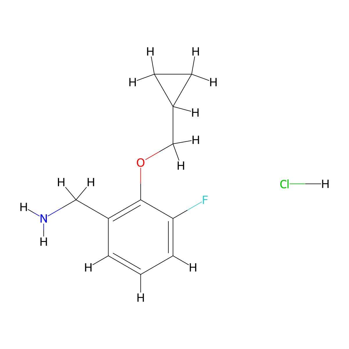 2-Cyclopropylmethoxy-3-fluoro-benzylamine hydrochloride molecular structure, CAS 2208274-74-0