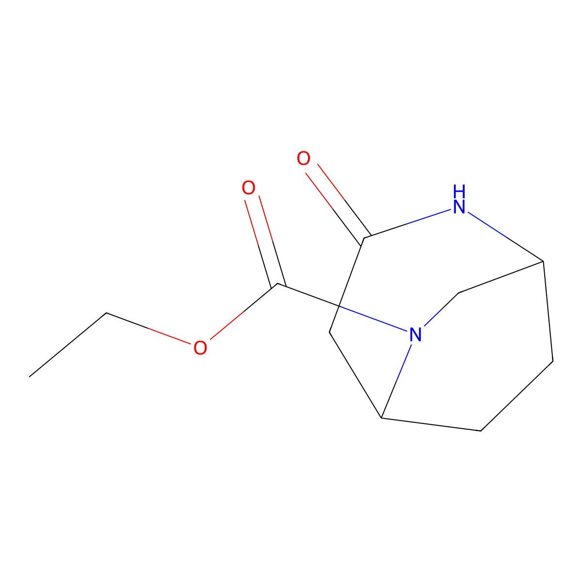 3-Oxo-2,6-diaza-bicyclo[3.2.2]nonane-6-carboxylic acid ethyl ester molecular structure, CAS 220828-11-5