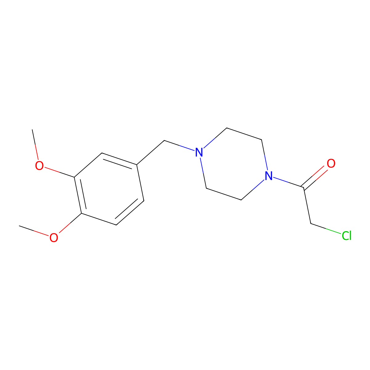 2-Chloro-1-{4-[(3,4-dimethoxyphenyl)methyl]piperazin-1-yl}ethan-1-one molecular structure, CAS 220832-40-6