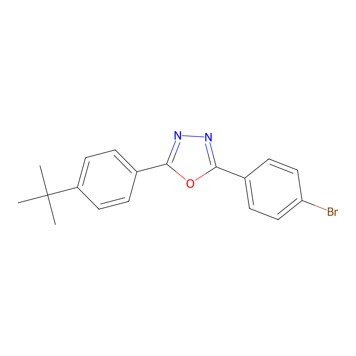2-(4-Bromophenyl)-5-(4-tert-butylphenyl)-1,3,4-oxadiazole molecular structure, CAS 220843-12-9