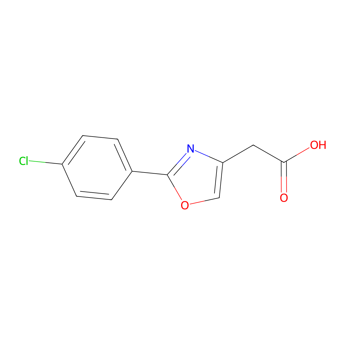 2-[2-(4-Chlorophenyl)-1,3-oxazol-4-yl]acetic acid molecular structure, CAS 22086-88-0