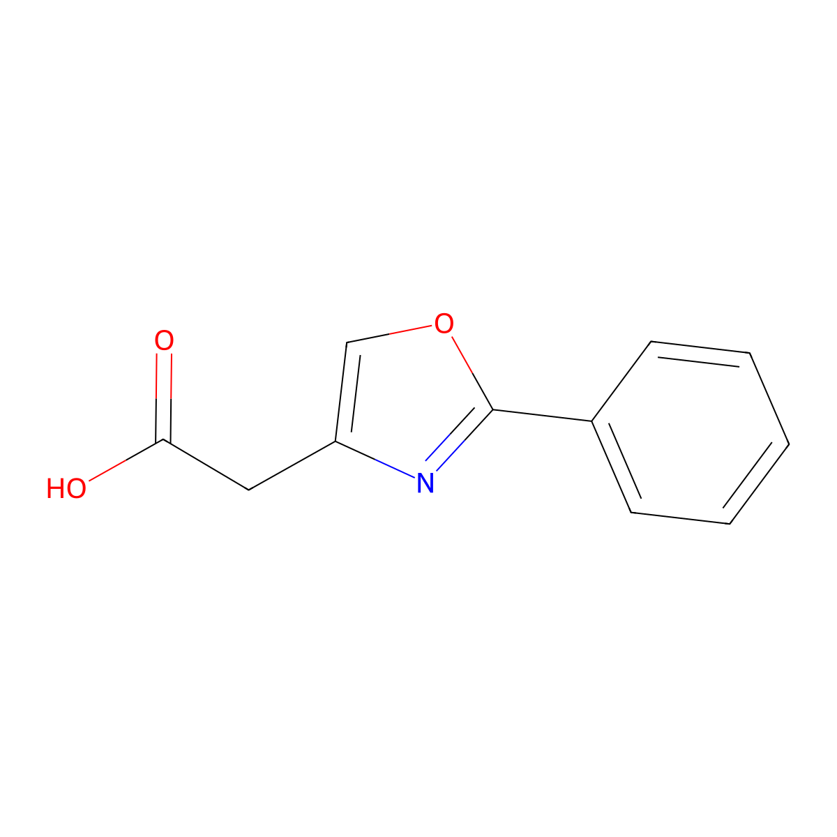 2-(2-Phenyl-1,3-oxazol-4-yl)acetic acid molecular structure, CAS 22086-89-1