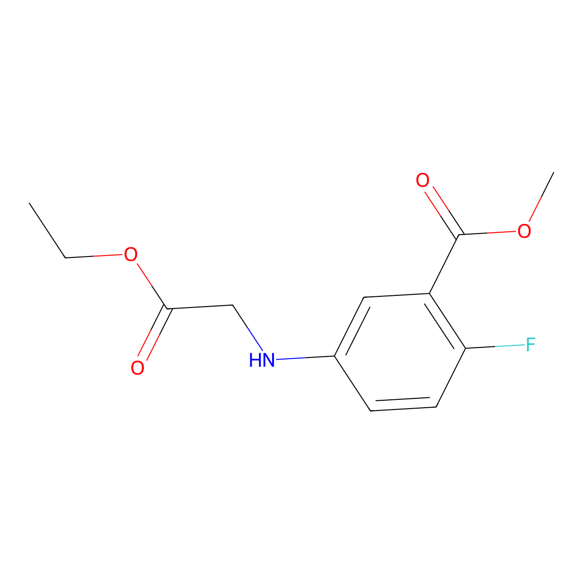 Methyl 5-((2-ethoxy-2-oxoethyl)amino)-2-fluorobenzoate molecular structure, CAS 2208617-10-9