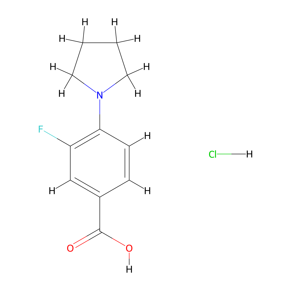 3-Fluoro-4-(pyrrolidin-1-YL)benzoic acid hydrochloride molecular structure, CAS 2208617-33-6