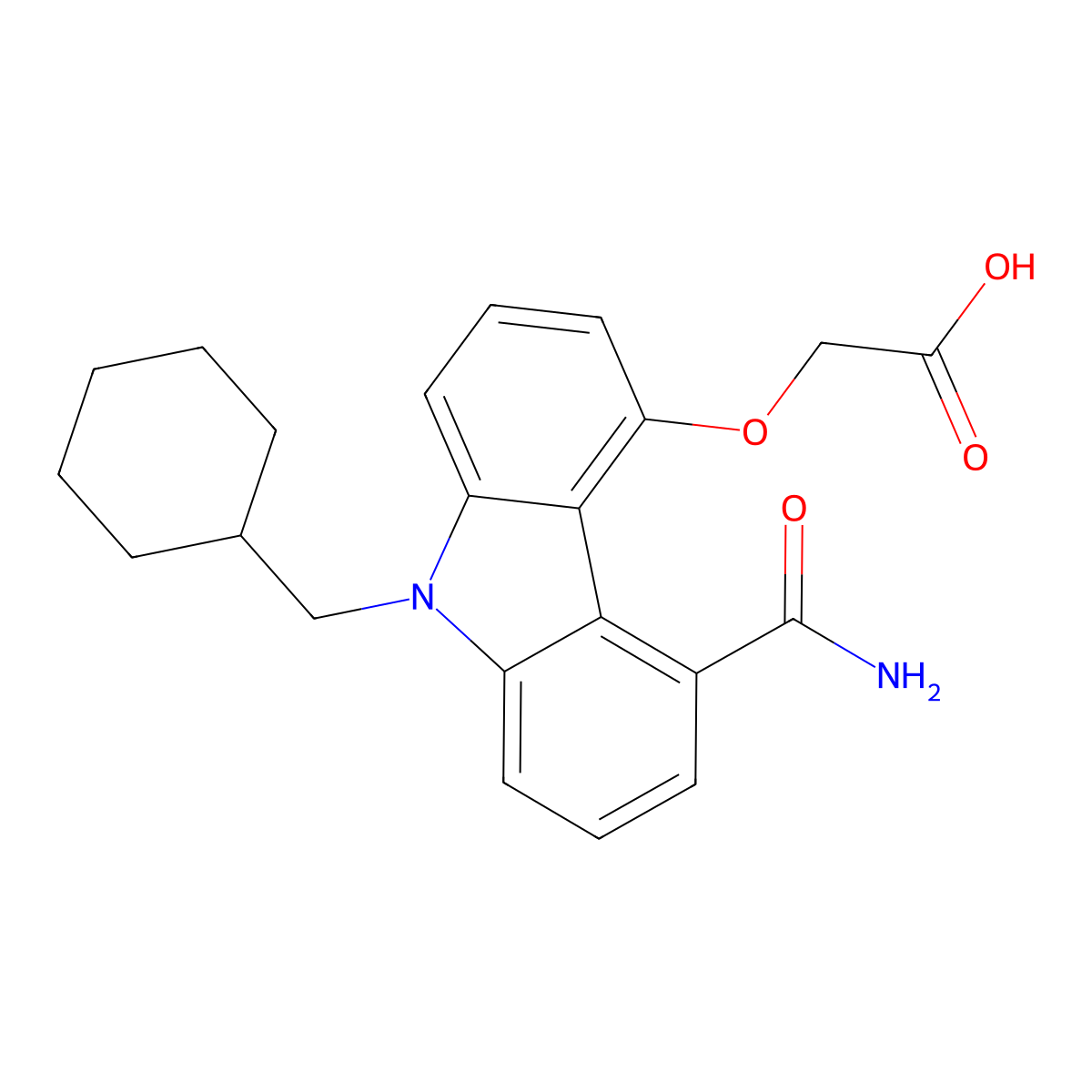 [9-[(Cyclohexyl)methyl]-5-carbamoylcarbazol-4-yl]oxyacetic acid molecular structure, CAS 220862-64-6