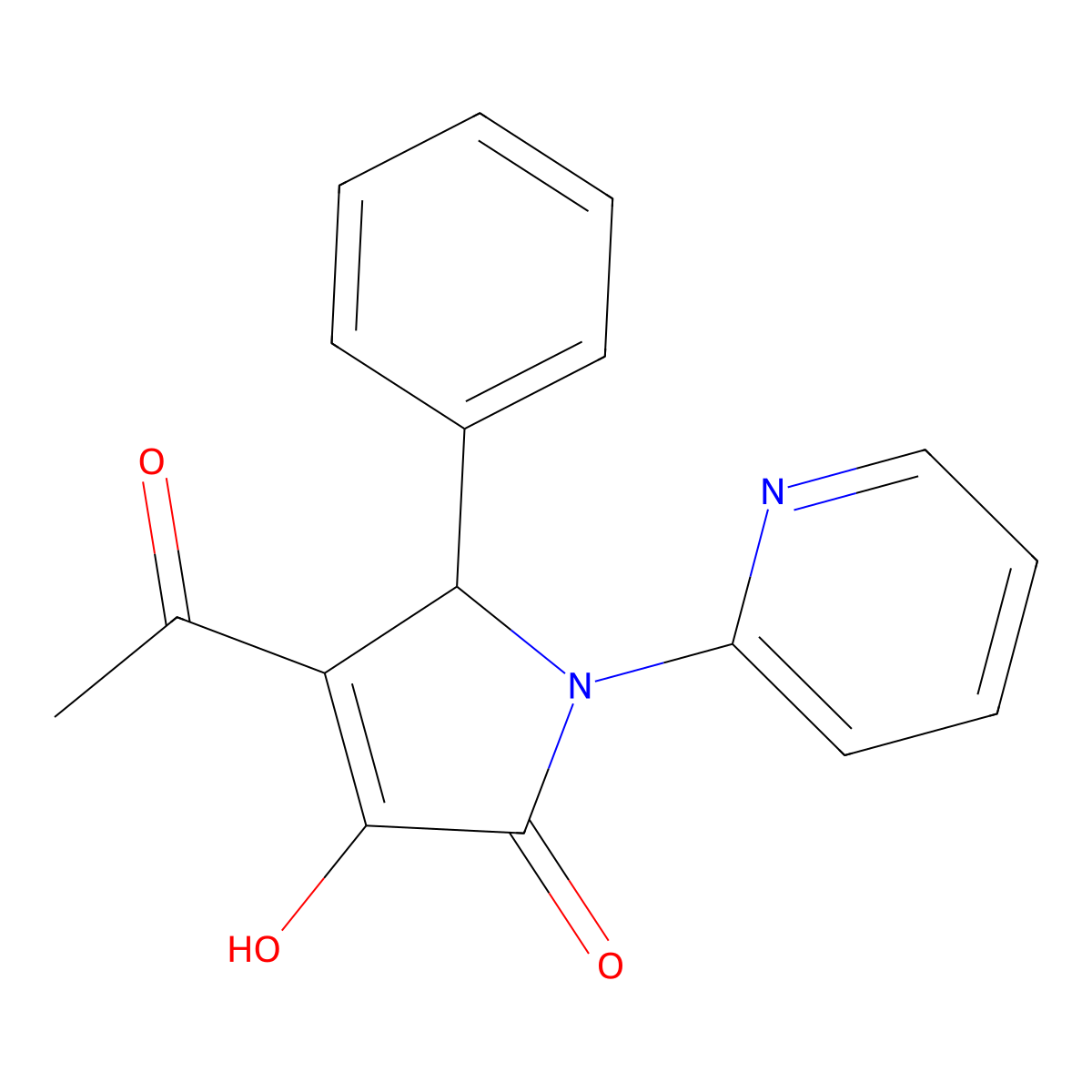 4-acetyl-3-hydroxy-5-phenyl-1-pyridin-2-yl-1,5-dihydro-2H-pyrrol-2-one molecular structure, CAS 220868-58-6