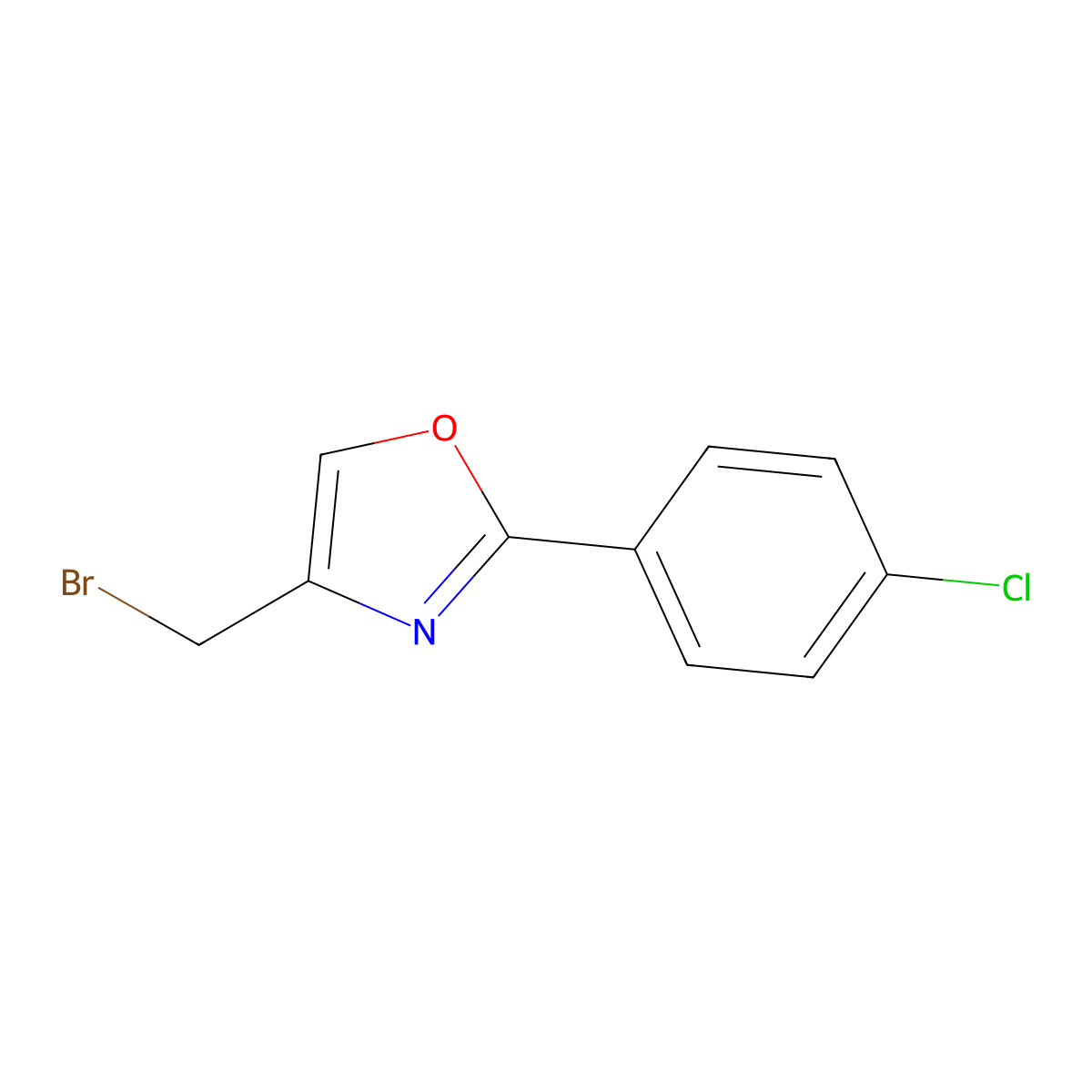 4-(Bromomethyl)-2-(4-chlorophenyl)oxazole molecular structure, CAS 22087-23-6