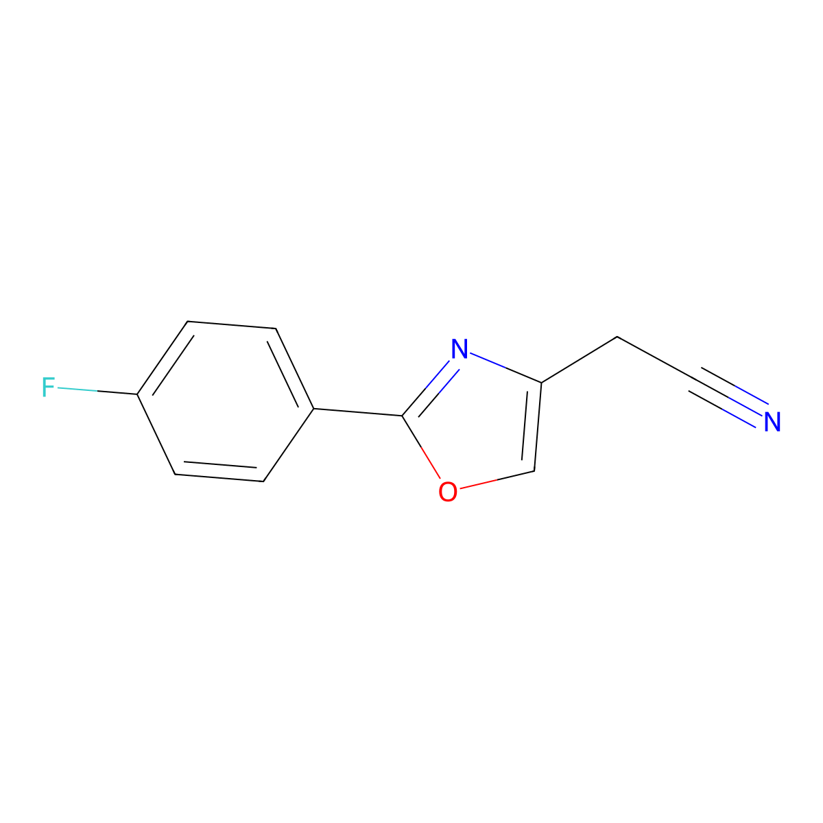 2-[2-(4-Fluorophenyl)-1,3-oxazol-4-yl]acetonitrile molecular structure, CAS 22087-28-1