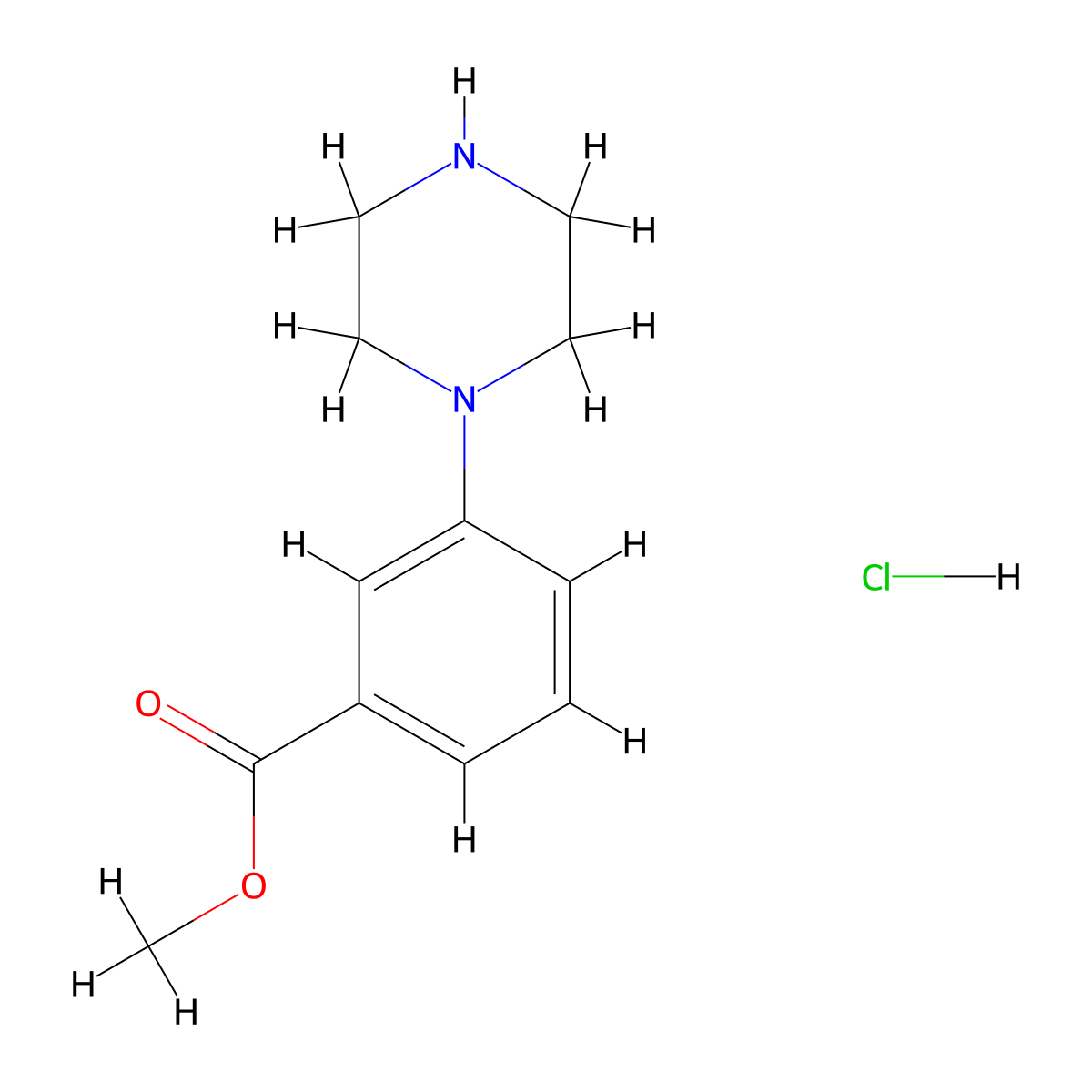 Methyl 3-(piperazin-1-yl)benzoate hydrochloride molecular structure, CAS 2208746-53-4