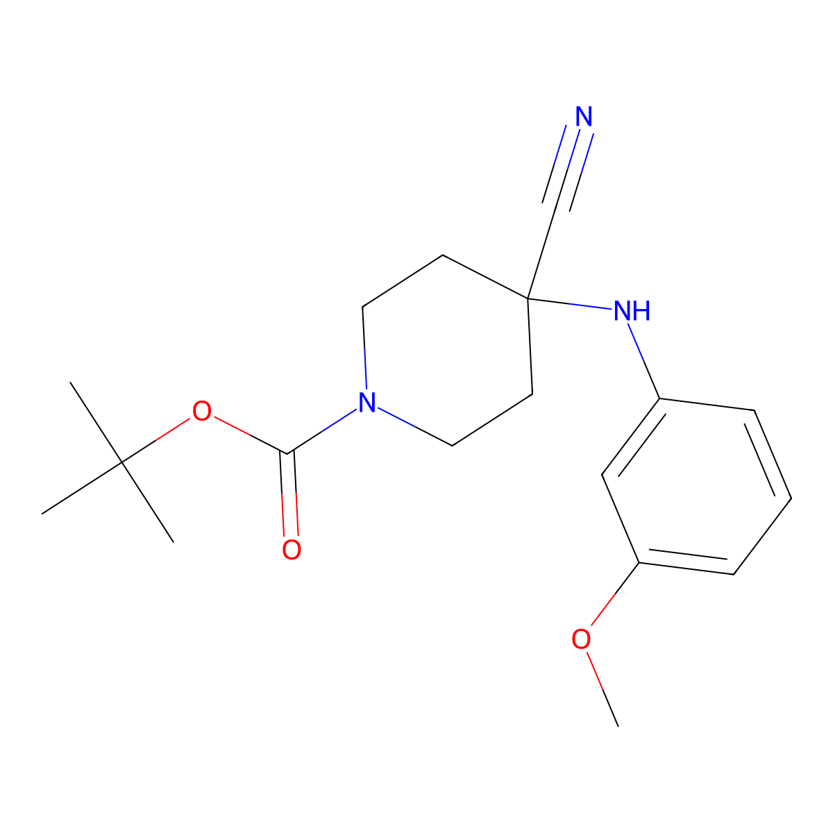 tert-Butyl 4-cyano-4-((3-methoxyphenyl)amino)piperidine-1-carboxylate molecular structure, CAS 2208747-54-8