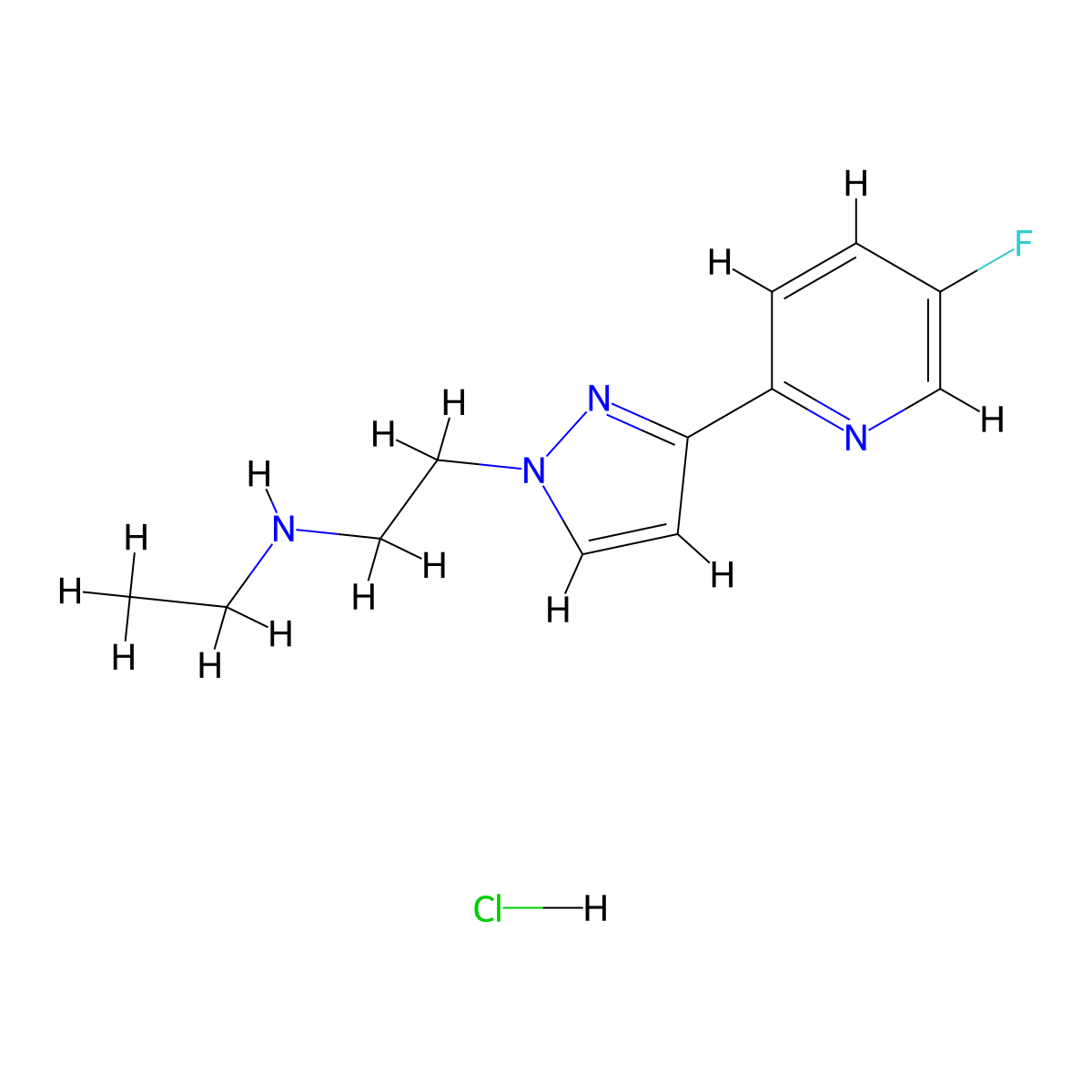 N-Ethyl-2-(3-(5-fluoropyridin-2-YL)-1H-pyrazol-1-YL)ethanamine hcl molecular structure, CAS 2208747-65-1