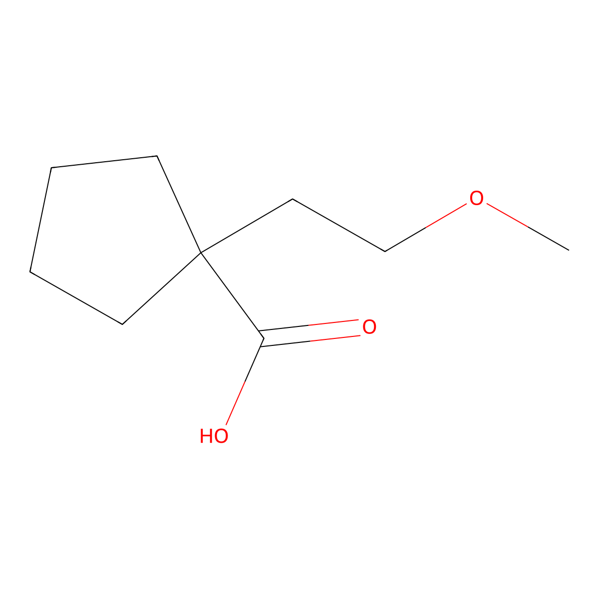 1-(2-Methoxyethyl)cyclopentane-1-carboxylic acid molecular structure, CAS 220876-15-3
