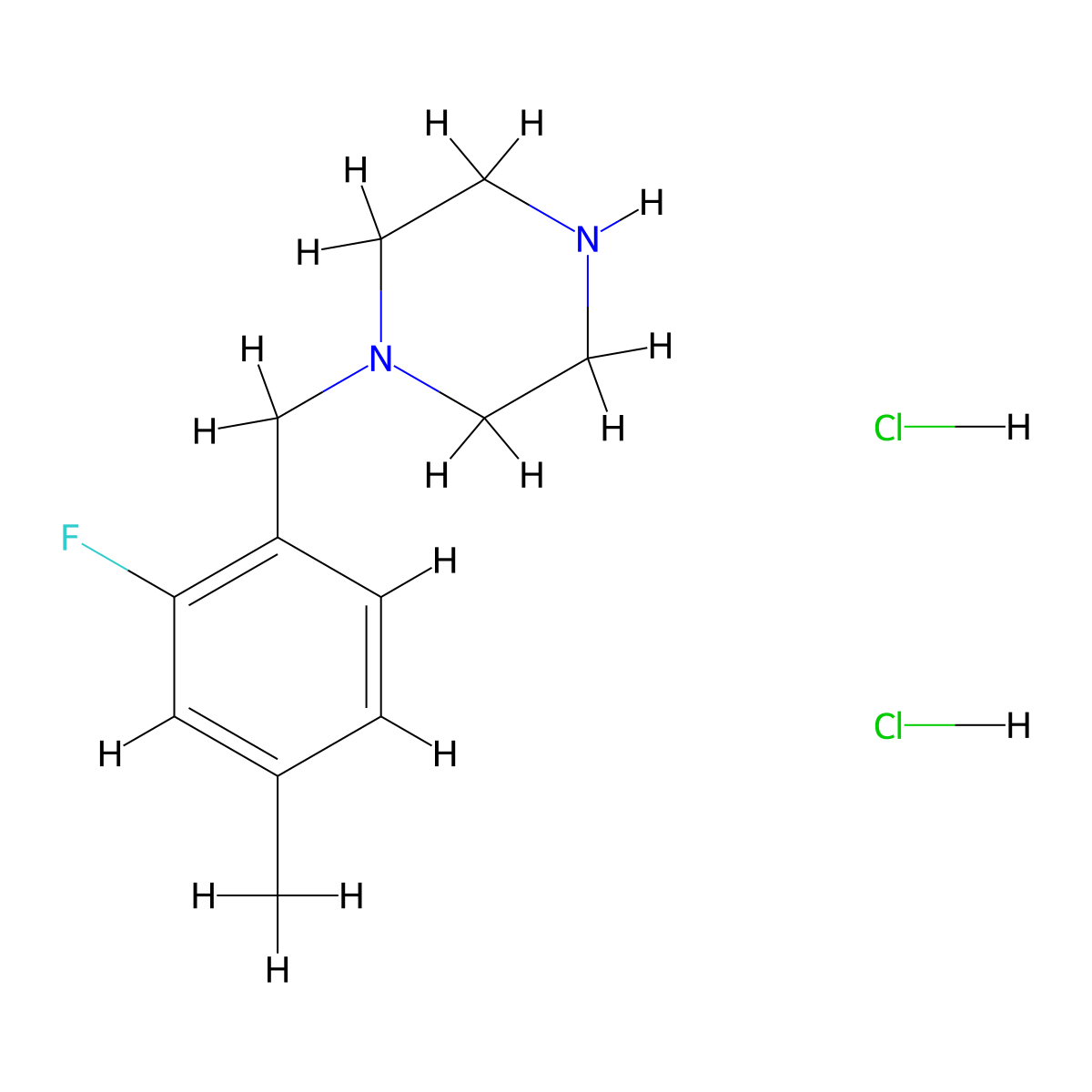 1-(2-Fluoro-4-methyl-benzyl)-piperazine dihydrochloride molecular structure, CAS 2208779-90-0