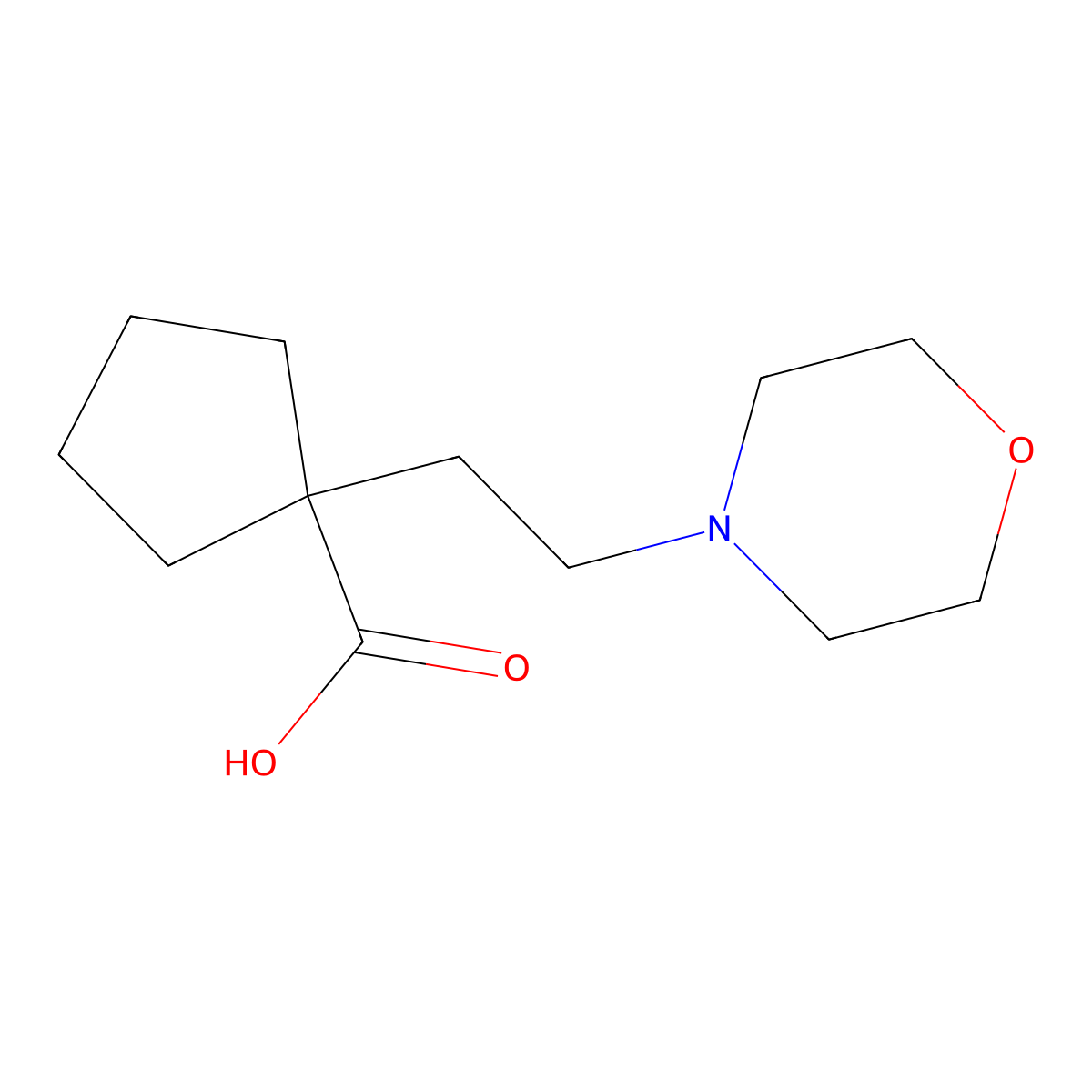 1-(2-Morpholinoethyl)cyclopentane-1-carboxylic acid molecular structure, CAS 220878-10-4