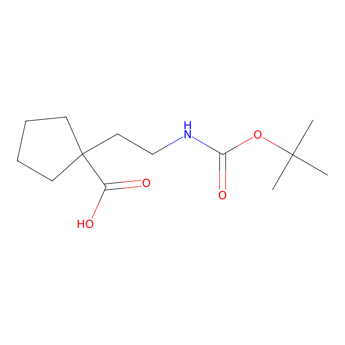 1-(2-{[(Tert-butoxy)carbonyl]amino}ethyl)cyclopentane-1-carboxylic acid molecular structure, CAS 220878-25-1